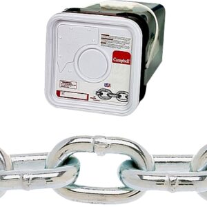 Campbell 014-3626 Proof Coil Chain, 3/8 in, 45 ft L, 30 Grade, Steel, Zinc
