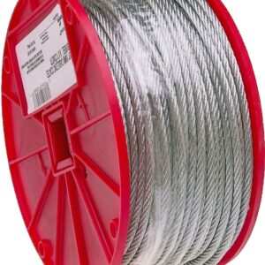 Campbell 7000627 Aircraft Cable, 3/16 in Dia, 250 ft L, 840 lb Working Load, Galvanized Steel