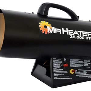 Mr. Heater F271350 Forced Air Gas Heater, 20 lb Fuel Tank, Propane, 38000 Btu, 950 sq-ft Heating Area