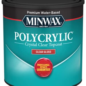 Minwax Polycrylic 255554444 Waterbased Polyurethane, Gloss, Liquid, Crystal Clear, 0.5 pt, Can