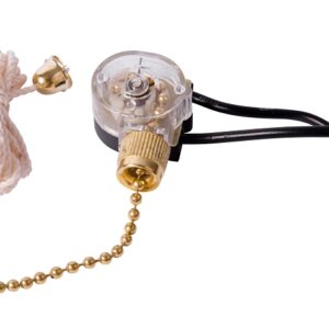 Gardner Bender GSW-32 Pull Chain Switch, 1-Pole, 125/250 VAC, 3 A, Brass