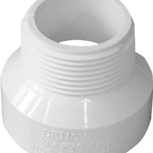 IPEX 192860 Pipe Adapter, 1-1/2 x 1-1/4 in, MNPT x Hub, PVC, White, SCH 40 Schedule