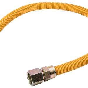 B & K G038YE101136RP Gas Connector, 1/2 x 1/2 in, MIP x FIP, Stainless Steel, Yellow Epoxy-Coated, 36 in L