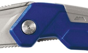 Irwin 1858319 Utility Knife, 2-1/2 in L Blade, Bi-Metal Blade, Straight Handle, Blue