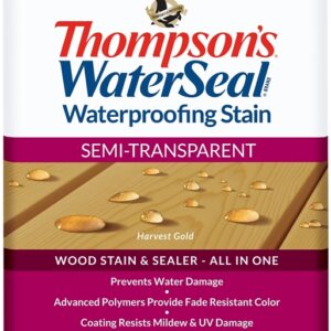 Thompson's WaterSeal TH.092201-16 Wood Sealer, Semi-Transparent, Liquid, Harvest Gold, 1 gal