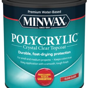 Minwax Polycrylic 65555444 Waterbased Polyurethane, Gloss, Liquid, Crystal Clear, 1 qt, Can