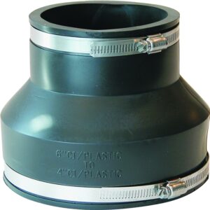 Fernco P1056-64 Flexible Coupling, 6 x 4 in, PVC, Black, 4.3 psi Pressure