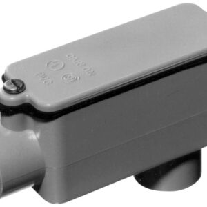 Carlon E986D-CTN Conduit Body, LB, 1/2 in Hub, 3-7/32 in OAL, PVC, Gray