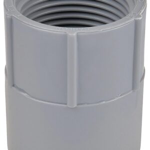 Carlon E942JR Conduit Adapter, 2 in FPT x Socket, 2-47/64 in Dia, 2-5/16 in L, PVC, Gray