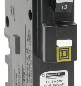 Square D HOM115PCAFIC Circuit Breaker, CAFCI, Mini, 15 A, Plug, 1-Pole, 120 V