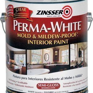 Zinsser 02761 Kitchen and Bath Paint, Semi-Gloss, White, 1 gal, Can, Water