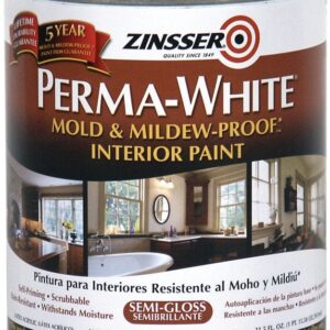 Zinsser 02754 Kitchen and Bath Paint, Semi-Gloss, White, 1 qt, Can, Water