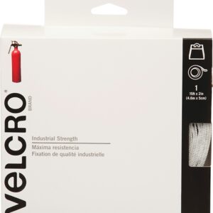 VELCRO Brand 90198 Fastener, 2 in W, 15 ft L, Nylon, White, Rubber Adhesive