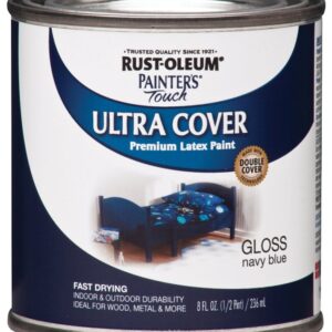 Rust-Oleum 1922730 Enamel Paint, Water, Gloss, Navy Blue, 0.5 pt, Can, 120 sq-ft Coverage Area