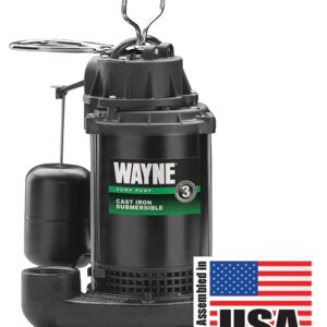 Wayne CDU800 Sump Pump, 1-Phase, 10 A, 120 V, 0.5 hp, 1-1/2 in Outlet, 20 ft Max Head, 2040 gph, Iron