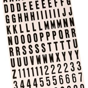 Hy-Ko MM-6 Packaged Number and Letter Set, 3/4 in H Character, Black Character, White Background, Vinyl
