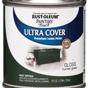 Rust-Oleum 1938730 Enamel Paint, Water, Gloss, Hunter Green, 0.5 pt, Can, 120 sq-ft Coverage Area