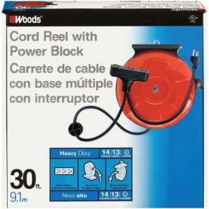 CCI 48006 Power Cord Reel, 30 ft L Cord, 14 AWG Wire, 125 V, Orange