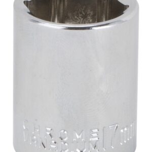 Vulcan MT649925 Drive Socket, 17 mm Socket, 3/8 in Drive, 6-Point, Chrome Vanadium Steel, Chrome