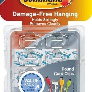 Command 17017CLR-VP Cord Clip, Clamping Range: 5 mm, Plastic, Transparent