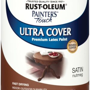 Rust-Oleum 240290 Enamel Paint, Water, Satin, Nutmeg, 0.5 pt, Can, 120 sq-ft Coverage Area