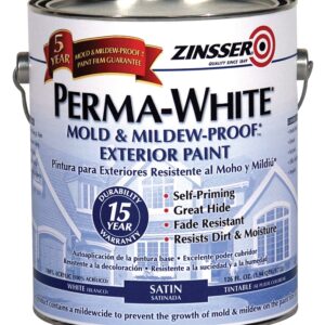 ZINSSER 03101 Exterior House Paint, Satin, White, 1 gal Can