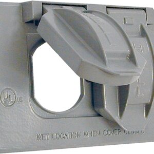 Hubbell 5180-0 Cover, Flip, Snap, 2-13/16 in L, 4-9/16 in W, 1-Gang, Metal, Gray, Powder-Coated, 24/CT