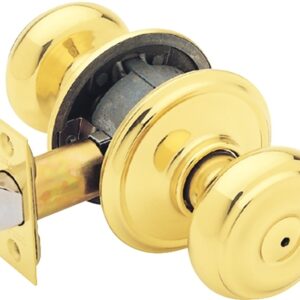 Schlage Georgian Series F40VGEO605 Privacy Lockset, 2.31 in L x 2.75 in W x 2.75 in H Dimensions, Bright Brass