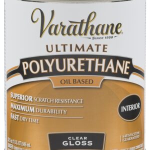 Varathane 9041H Polyurethane Wood Finish Paint, Gloss, Liquid, Clear, 1 qt, Can