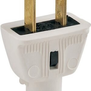 Eaton Wiring Devices 183W-BOX Electrical Plug, Flat, 21/64 in, 2-Pole, 15 A, 125 V, NEMA: NEMA 5-15, White