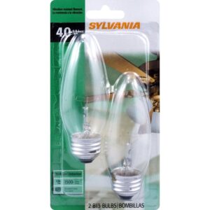 Sylvania 13367 Incandescent Bulb, 40 W, B13 Lamp, Medium E26 Lamp Base, 455 Lumens, 2850 K Color Temp