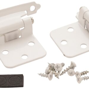 Amerock BPR3429W Variable Overlay Self Closing Face Mount White Cabinet Hinge, 3/8 in Inset, 2-3/4 in L x 1-3/4 in W, 1 pair