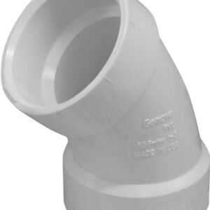 Canplas 192501 Sanitary Pipe Elbow, 1-1/2 in, Hub, 45 deg Angle, PVC, White