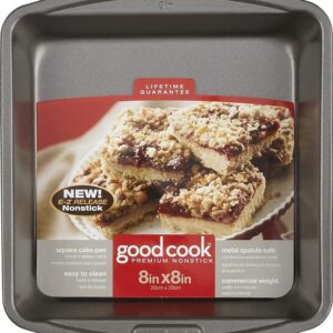 Goodcook 04017 Cake Pan, Square, 8 in OAL, Steel, Non-Stick: Yes, Dishwasher Safe: No
