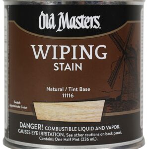 Old Masters 11116 Wiping Stain, Natural Tint Base, Liquid, 0.5 pt, Can