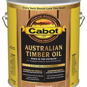 Cabot 140.0003457.007 Australian Timber Oil, Flat, Amberwood, Liquid, 1 gal