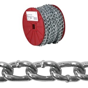 Campbell 0726627 Twist Link Machine Chain, #2, 125 ft L, 310 lb Working Load, Steel, Brass/Zinc