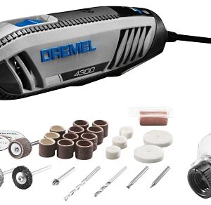 Dremel 4300-5/40 Rotary Tool Kit, 1.8 A, 1/32 to 1/8 in Chuck, Keyless Chuck, 5000 to 35,000 rpm Speed