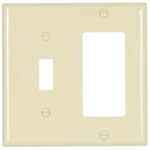 Eaton Wiring Devices 2153LA-BOX Combination Wallplate, 4-1/2 in L, 4-9/16 in W, Standard, 2-Gang, Thermoset, High-Gloss
