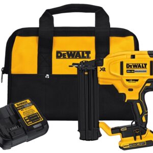 DEWALT DCN680D1 Brad Nailer Kit, Battery Included, 20 V, 2 Ah, 110 Magazine, 18 ga Nail, Nail Fastener