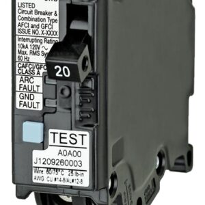 Siemens Q120DF Circuit Breaker, AFCI, GFCI, 20 A, 1 -Pole, 120 V, Instantaneous, Non-Interchangeable Trip, Black
