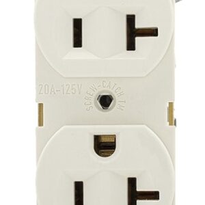 Eaton Wiring Devices BR BR20LA Duplex Receptacle Wallplate, 2 -Pole, 20 A, 125 V, Back, Side Wiring, NEMA: 5-20R