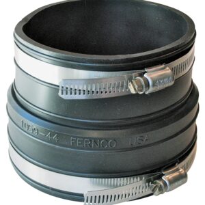 Fernco P1059-44 Flexible Coupling, 4 in, Socket, PVC, Black, SCH 40 Schedule, 4.3 psi Pressure