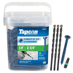 Tapcon 28585 Concrete Screw Anchor, T30 Screw, 1/4 in Dia, 2-3/4 in L, Steel, Climaseal, 150/PK