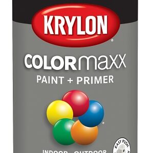 Krylon K05513007 Enamel Spray Paint, 12 oz Can, 25 sq-ft Coverage Area, Solvent Base, Gloss, Classic Gray