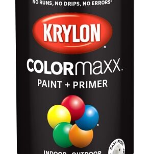Krylon K05579007 Enamel Spray Paint, 12 oz Can, 25 sq-ft Coverage Area, Acrylic Base, Semi-Gloss, Black