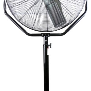 MaxxAir HVPF 30 YOKE High-Velocity Pedestal Fan, 120 V, 1.65 A, 360 deg Sweep, 30 in Dia Blade, Black