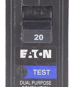 Eaton BRP120DF Circuit Breaker, AFCI, BR, GFCI, 20 A, 1-Pole, 120 VAC, Plug