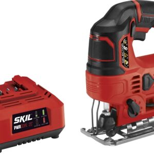 Skil JS820202 Jig Saw Kit, Battery Included, 20 V, 2 Ah, 15/32 to 4-11/16 in Cutting Capacity, 1 in L Stroke