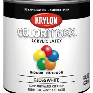 Krylon K05612007 Paint, Gloss, White, 8 oz, 25 sq-ft Coverage Area